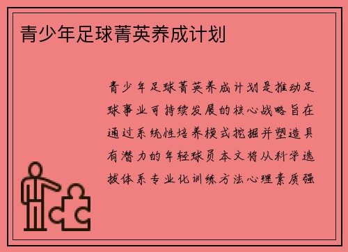 青少年足球菁英养成计划